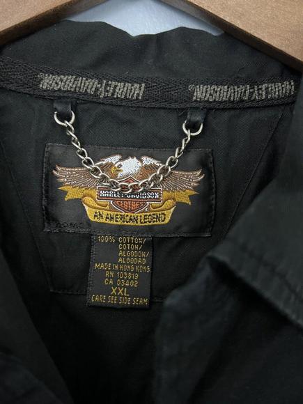 Harley Davidson Button Up Shirt Mens XXL 2XL Black Embroidered Back Sleeves - Picture 5 of 11
